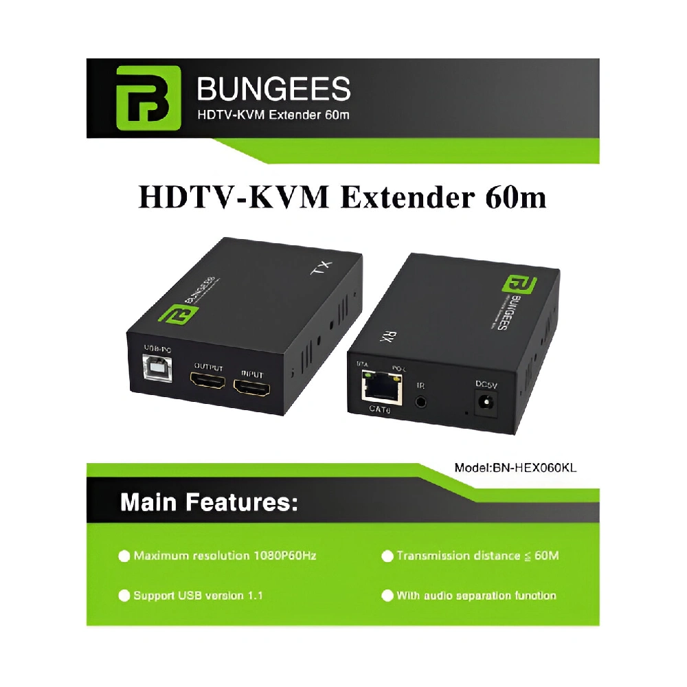 Bungees 60M Hdmi  KVM Extender With Lan view 2